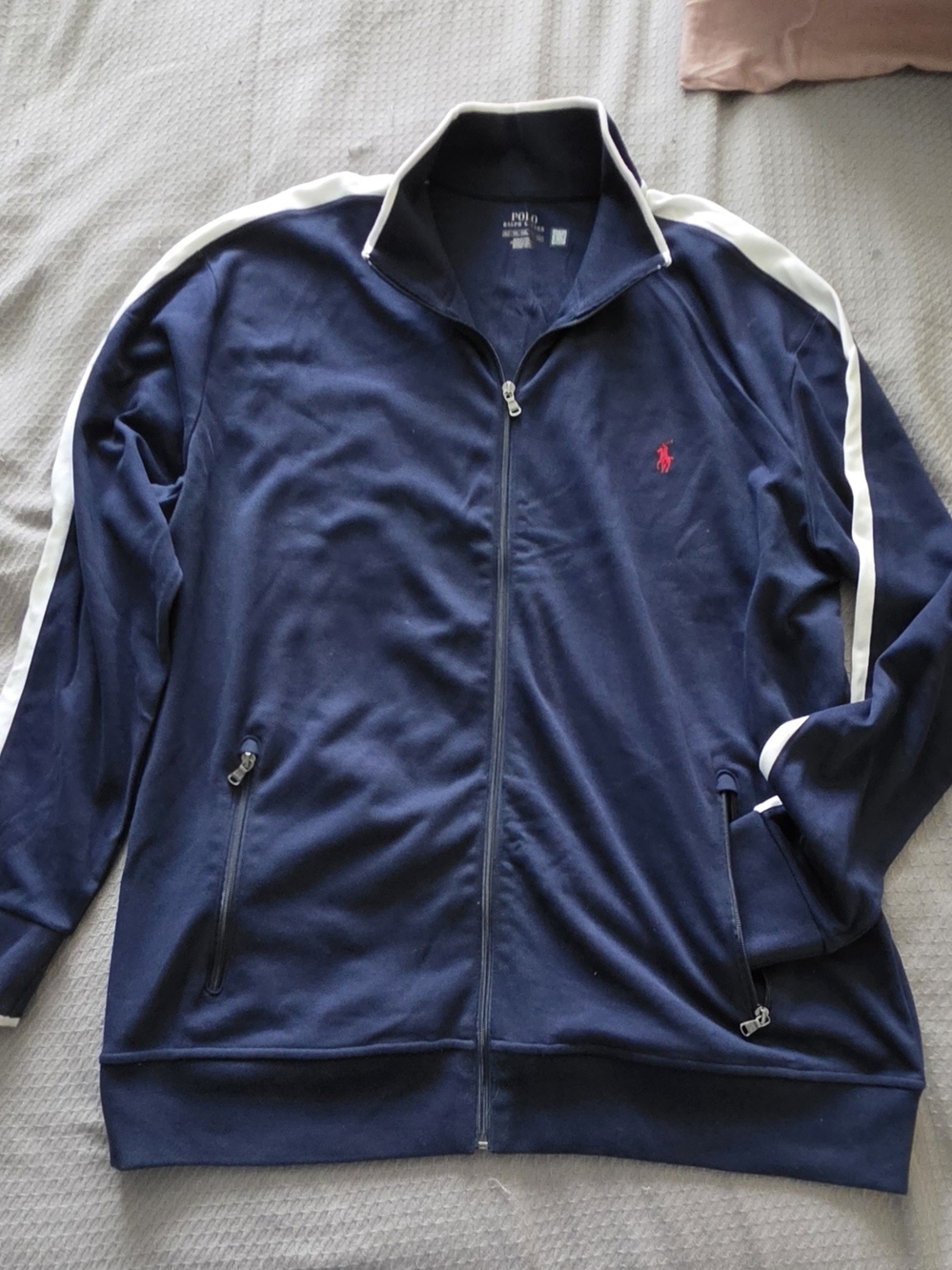 Polo by Ralph Lauren Men's Navy Track Jacket with White Stripe